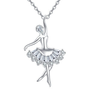 925 Sterling Silver Elegant Ballerina Moissanite Pendant Necklace – Graceful Dance Of Sparkling Gems