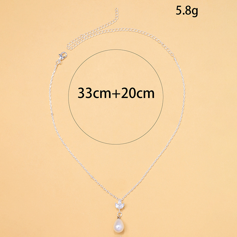 Pearl zircon collarbone chain - Image 3