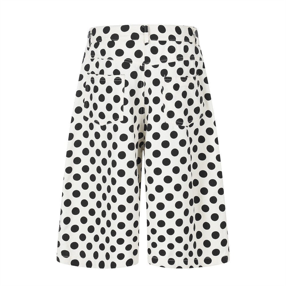 Color blocked polka dot loose straight shorts - Image 2