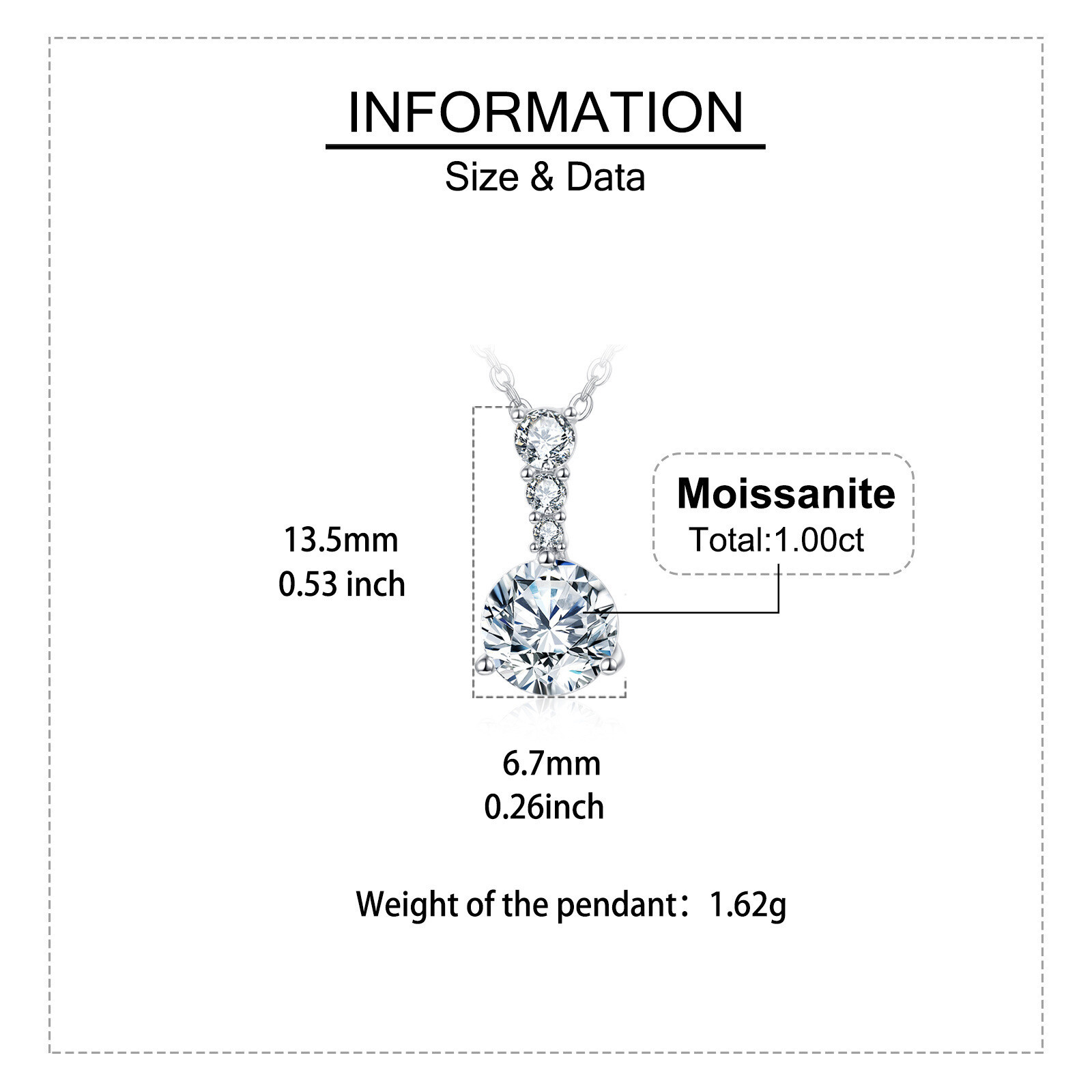 925 Sterling Silver Elegant Triple Moissanite Solitaire Necklace With Graduated Stones - Image 4