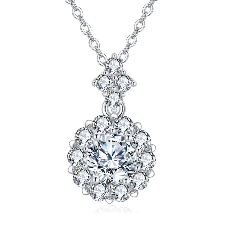 Elegant 925 Sterling Silver Moissanite Round Pendant Necklace with Delicate Silver Chain – Timeless Luxury Jewelry - Image 4