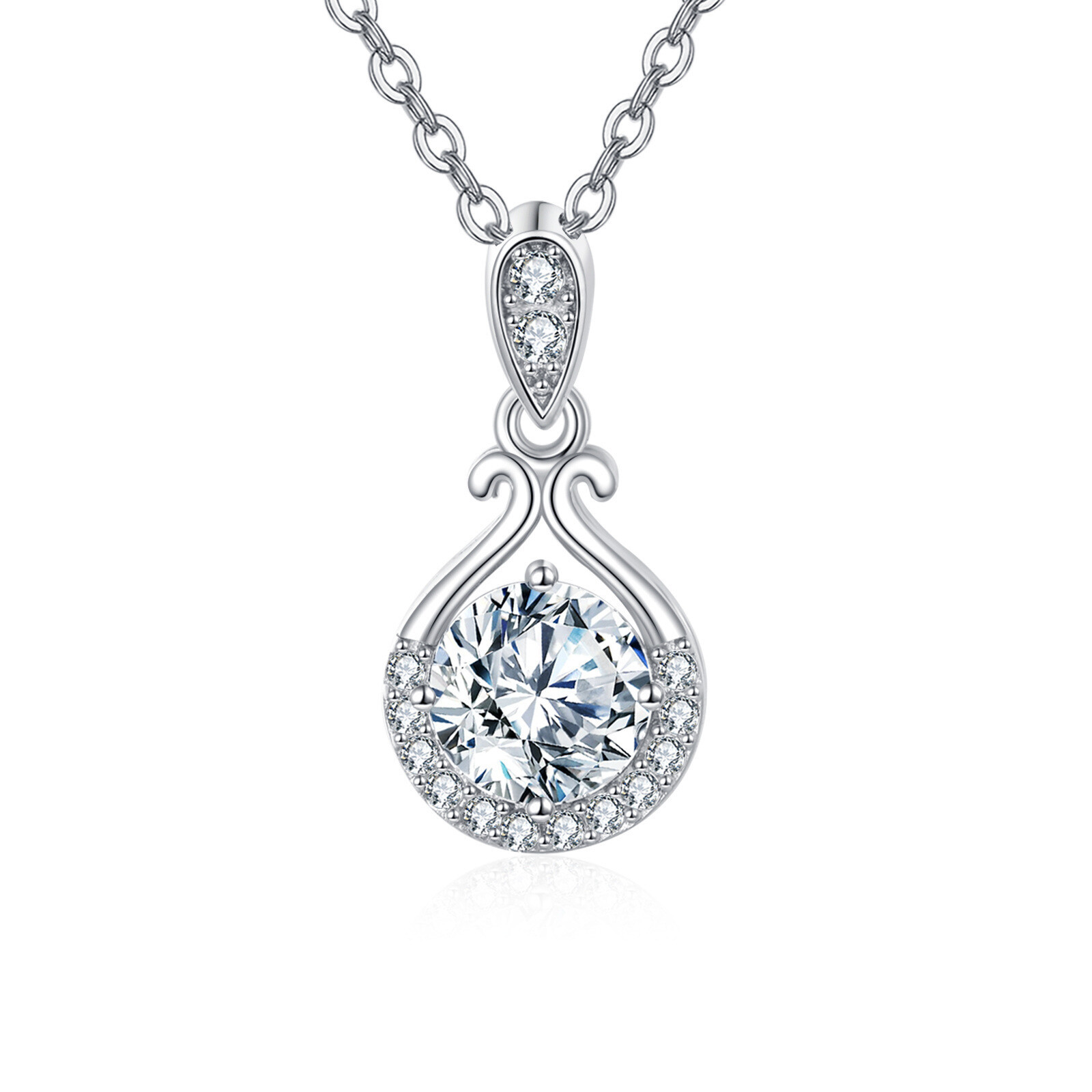 925 Sterling Silver Elegant Moissanite Pendant Necklace With Classic Teardrop Design - Image 4