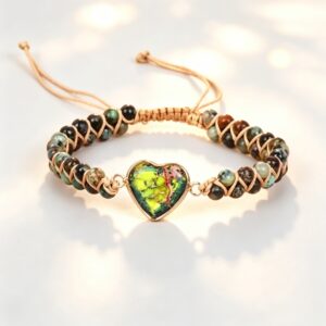 Heart-shaped Pendant Bracelet, Double-layer Beaded Woven Bracelet, Friendship And Couple Bracelet