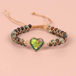 Heart-shaped Pendant Bracelet, Double-layer Beaded Woven Bracelet, Friendship And Couple Bracelet