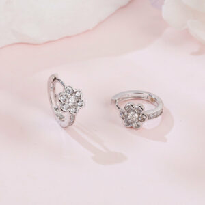 925 Sterling Silver Luxury Silver Floral Moissanite Earrings