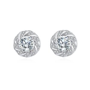 925 Sterling Silver Elegant Floral Moissanite Stud Earrings: Luxury Jewelry Gift