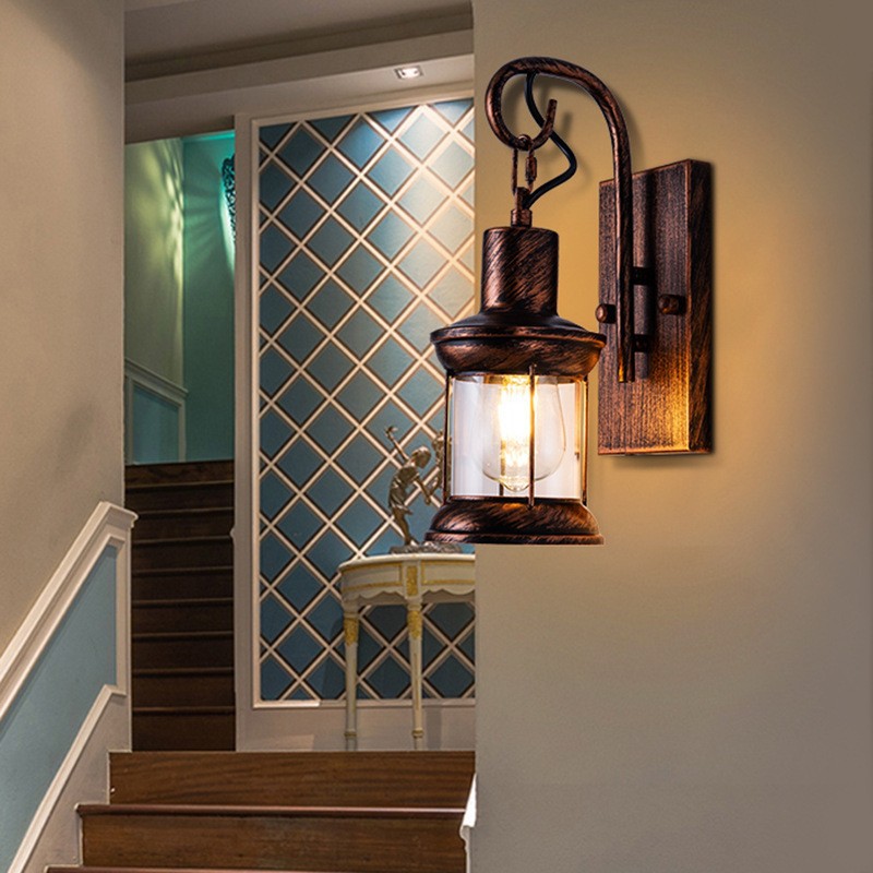 Wall Lamp Bedside Modern Indoor Wall Light with Switch American Vintage Style for Restaurant, Bedroom, Staircase, Villa Lighting - Image 5