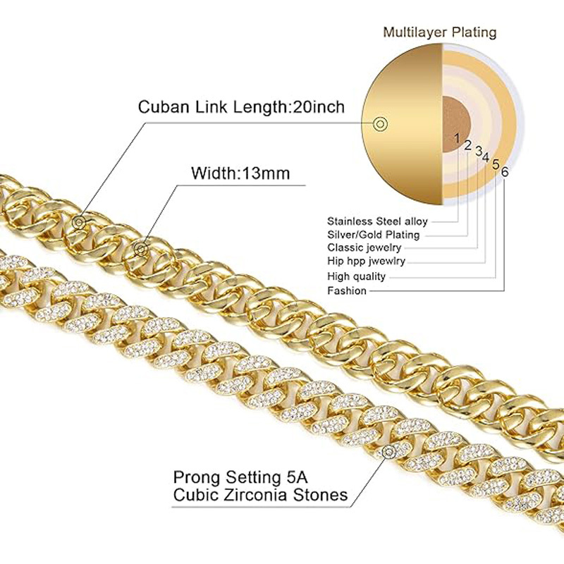 13mm Width Football Pendant Necklace,Cuban Link Chain With Bling Football Charm, Hip Hop Jewelry For Men & Women, Perfect For Sports Fans & Rapper Style - Image 4