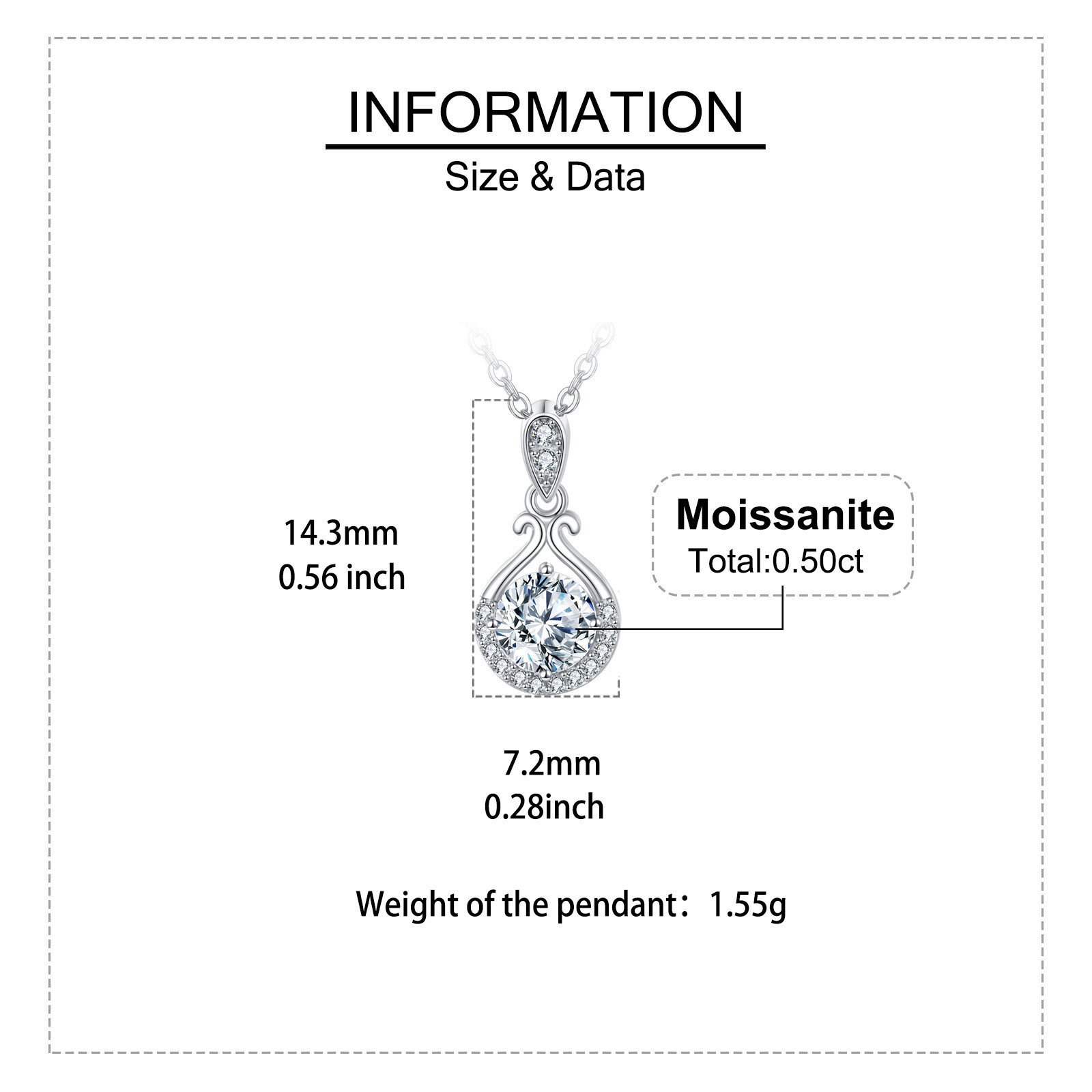 925 Sterling Silver Elegant Moissanite Pendant Necklace With Classic Teardrop Design - Image 5