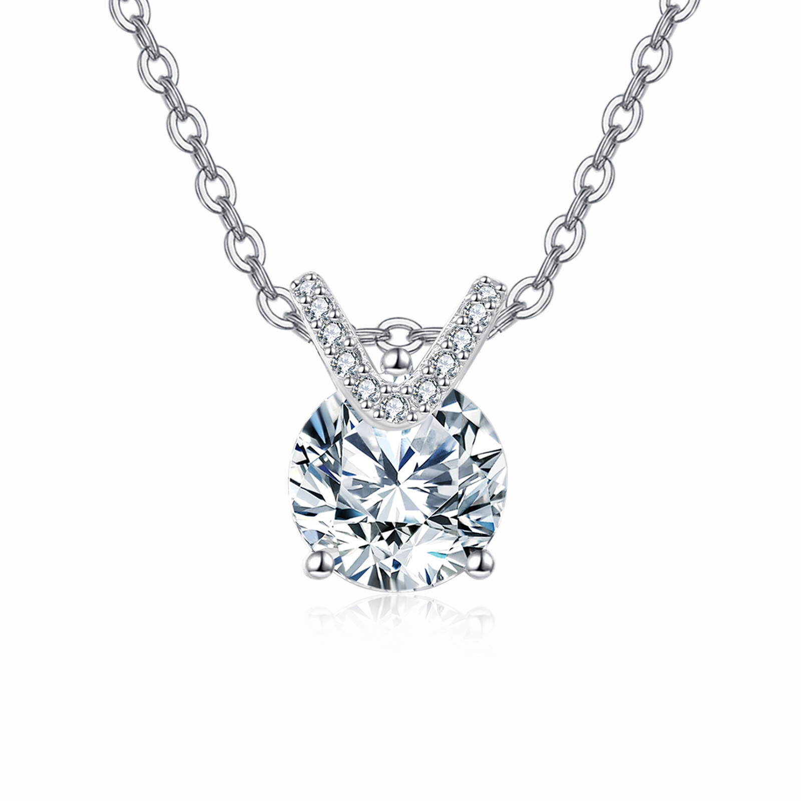 925 Sterling Silver Elegant Solitaire Moissanite Necklace With Silver Chain: Timeless Beauty Meets Modern Elegance - Image 4