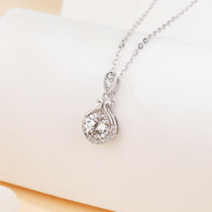 925 Sterling Silver Elegant Moissanite Pendant Necklace With Classic Teardrop Design