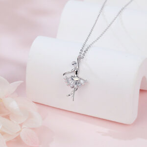 925 Sterling Silver Elegant Ballerina Moissanite Pendant Necklace – Graceful Dance Of Sparkling Gems