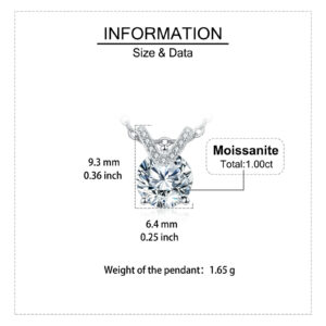 925 Sterling Silver Elegant Solitaire Moissanite Necklace With Silver Chain: Timeless Beauty Meets Modern Elegance