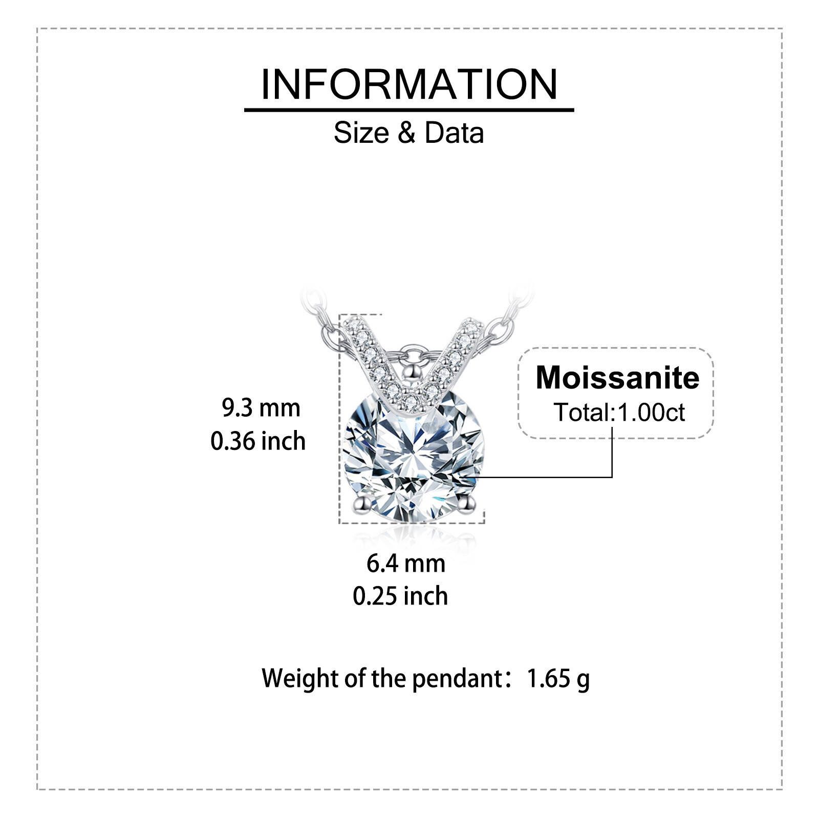 925 Sterling Silver Elegant Solitaire Moissanite Necklace With Silver Chain: Timeless Beauty Meets Modern Elegance - Image 2