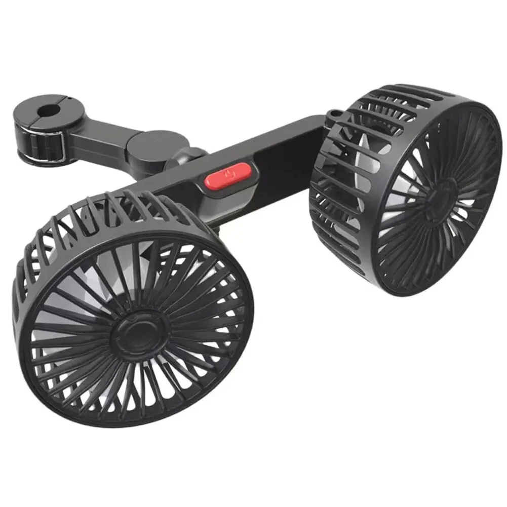 Dual Head Car Fan Portable Vehicle Truck Rotatable Auto Cooling Cooler For Backseat Air Fan USB Powered 3 Speeds - Image 3