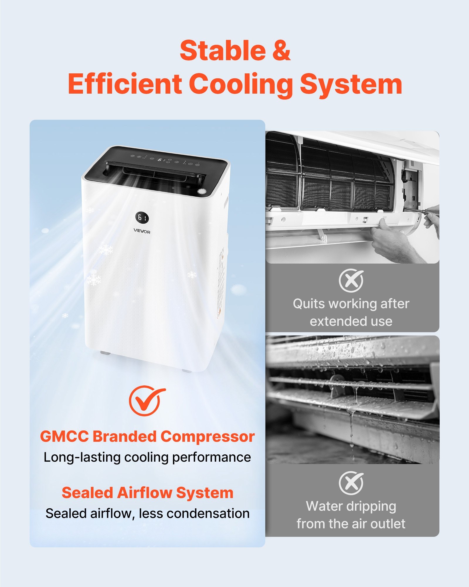 Portable Air Conditioner, 12000 BTU ASHRAE (8150 BTU SACC) 4-in-1 Standing Cooling Ac Unit, LED Touch Panel & Remote Control, 24h Timer, Cooling, Dehumidifier, Fan, Sleep Mode For Room Indoor - Image 5