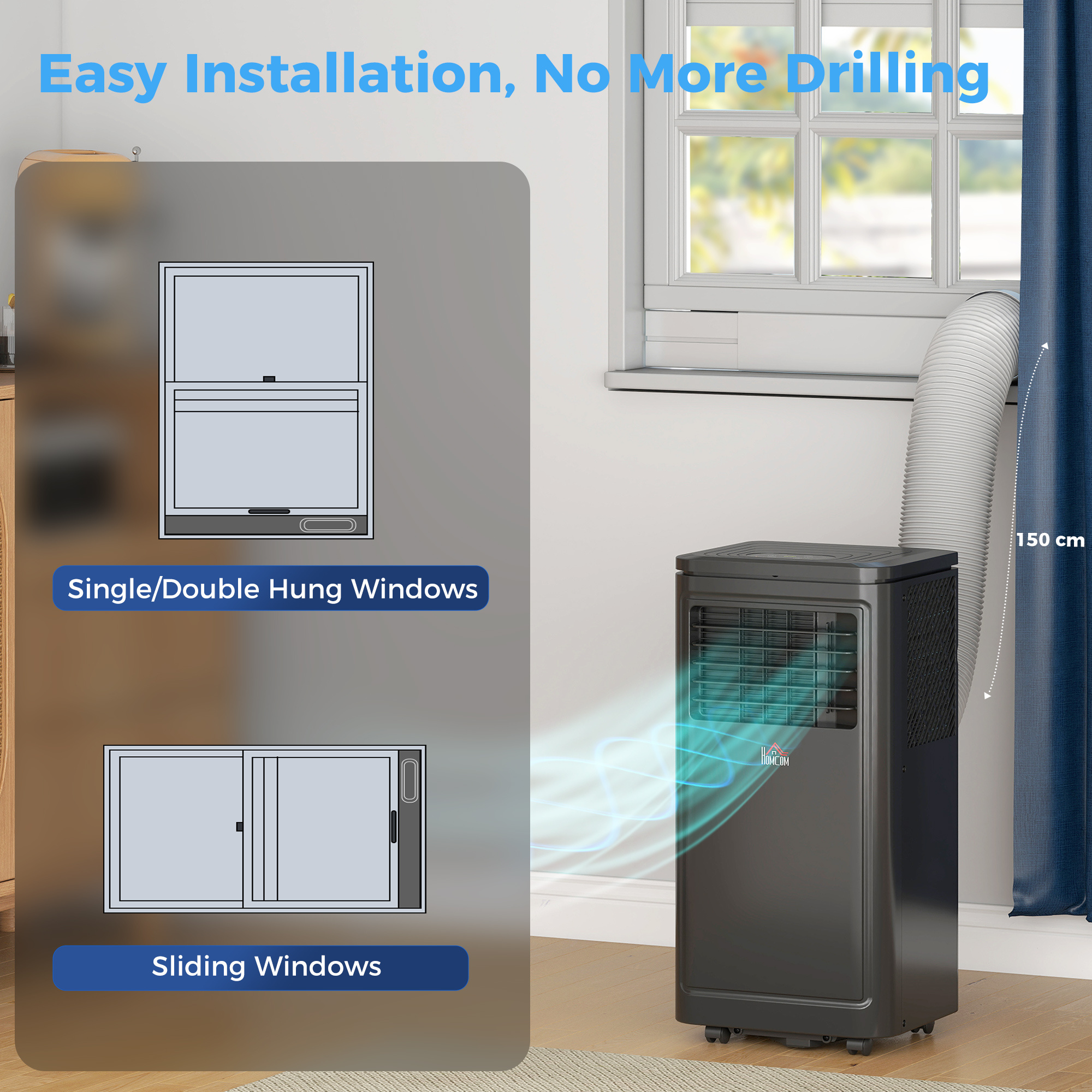 8,000 BTU Portable Air Conditioner Fan w/ Remote for Rooms Up to 344 Sq. Ft., Evaporative Cooler AC Unit Black - Image 7