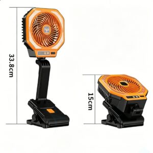 2 In 1 Portable Camping Fan With LED Light Outdoor Tent Desk Fan Type-C Charging