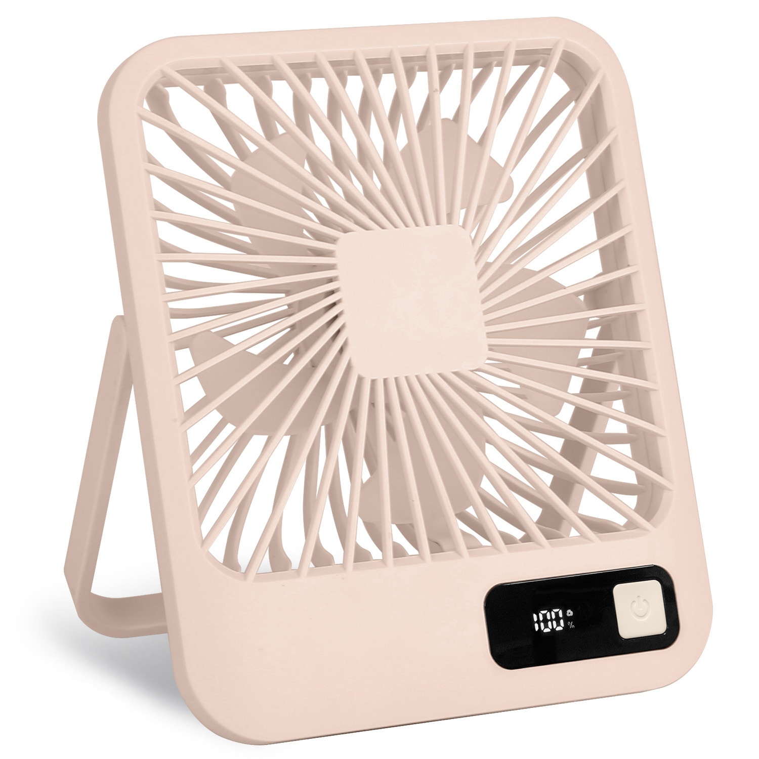 3 Colors Options -- 1Pc Mini Desktop Cooling Fan Rechargeable Battery Powered Personal Fan Speed Adjustment Strong Airflow Quiet Travel Fan With LCD Display For Home Office Travel - Image 4