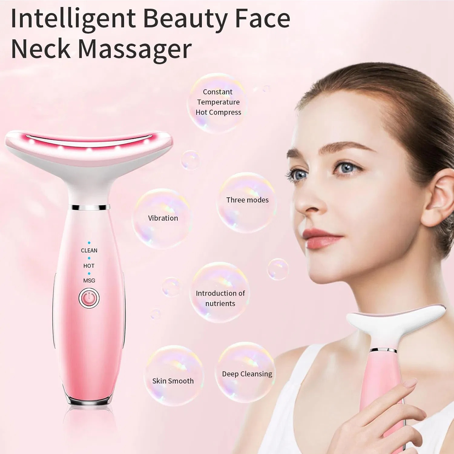 Neck Face Massager, Skin Care Face Massage Tool, 3-in-1 Facial Massager, Face Sculpting Tool With Thermals, Vibration - Image 4