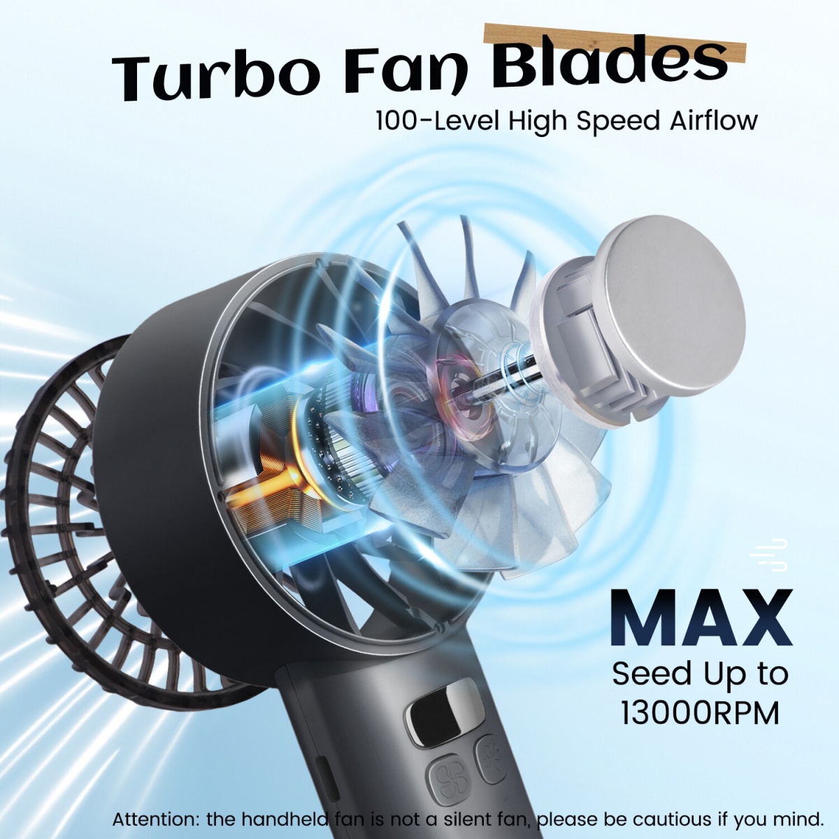 Handheld Portable Fan ,Speed Adjustable Turbo Mini Fans, 5000mAh Battery - Image 10