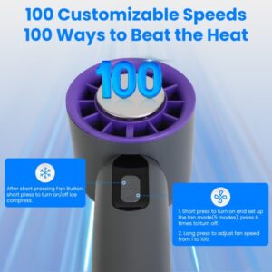 Speed Handheld Cooling Fan With Superconducting Ice Pack, 3000mAh Rechargeable Portable Mini Air Cooler With LCD Display For Summer Outdoor Travel