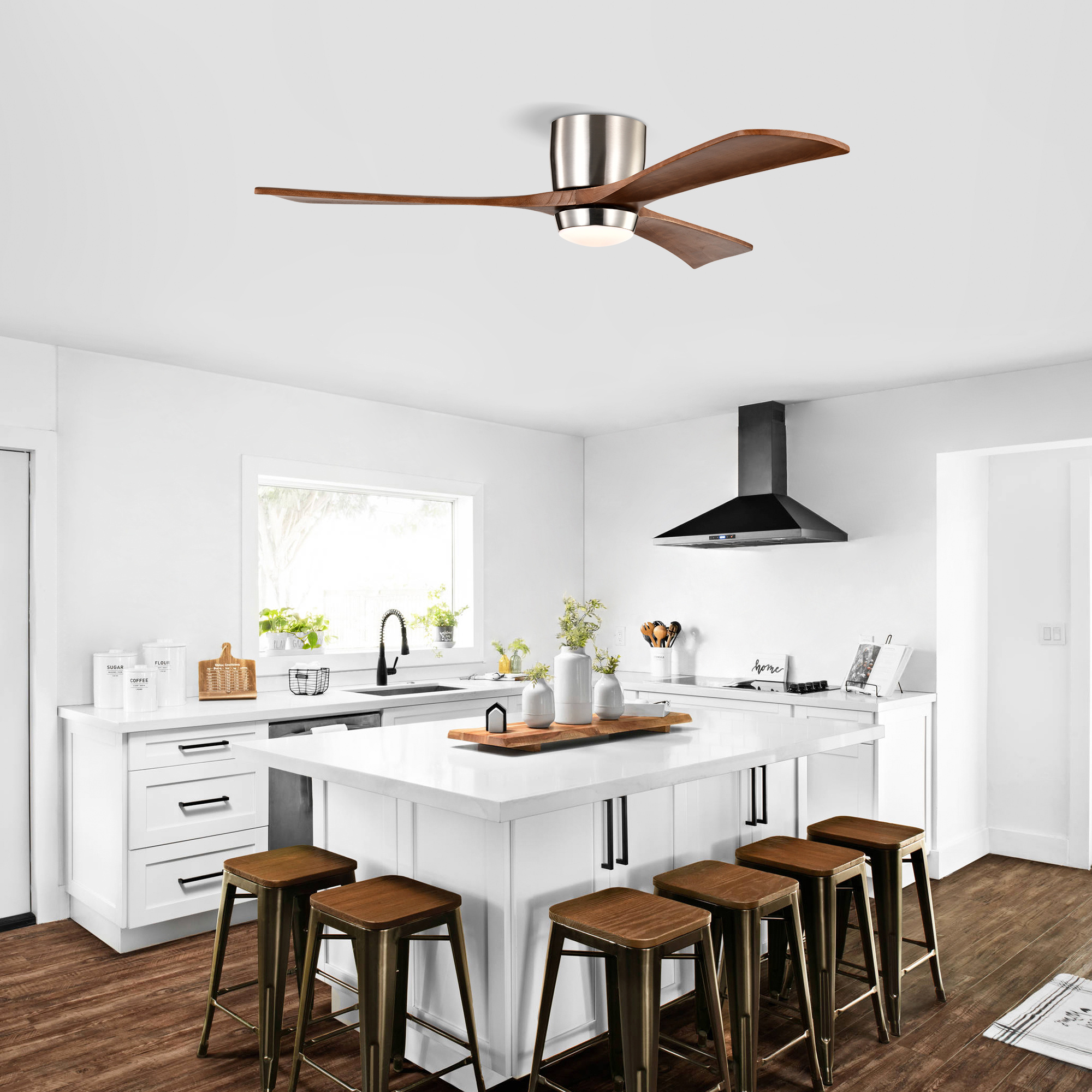 Ceiling Fan With Lights Remote Control,Quiet DC Motor 3 Wood Blade Ceiling Fans 6 Speed Levels,Reversible Ceiling Fan, For Patio Living Room, Bedroom, Office,Indoor. Stain Nickel Walnut - Image 7