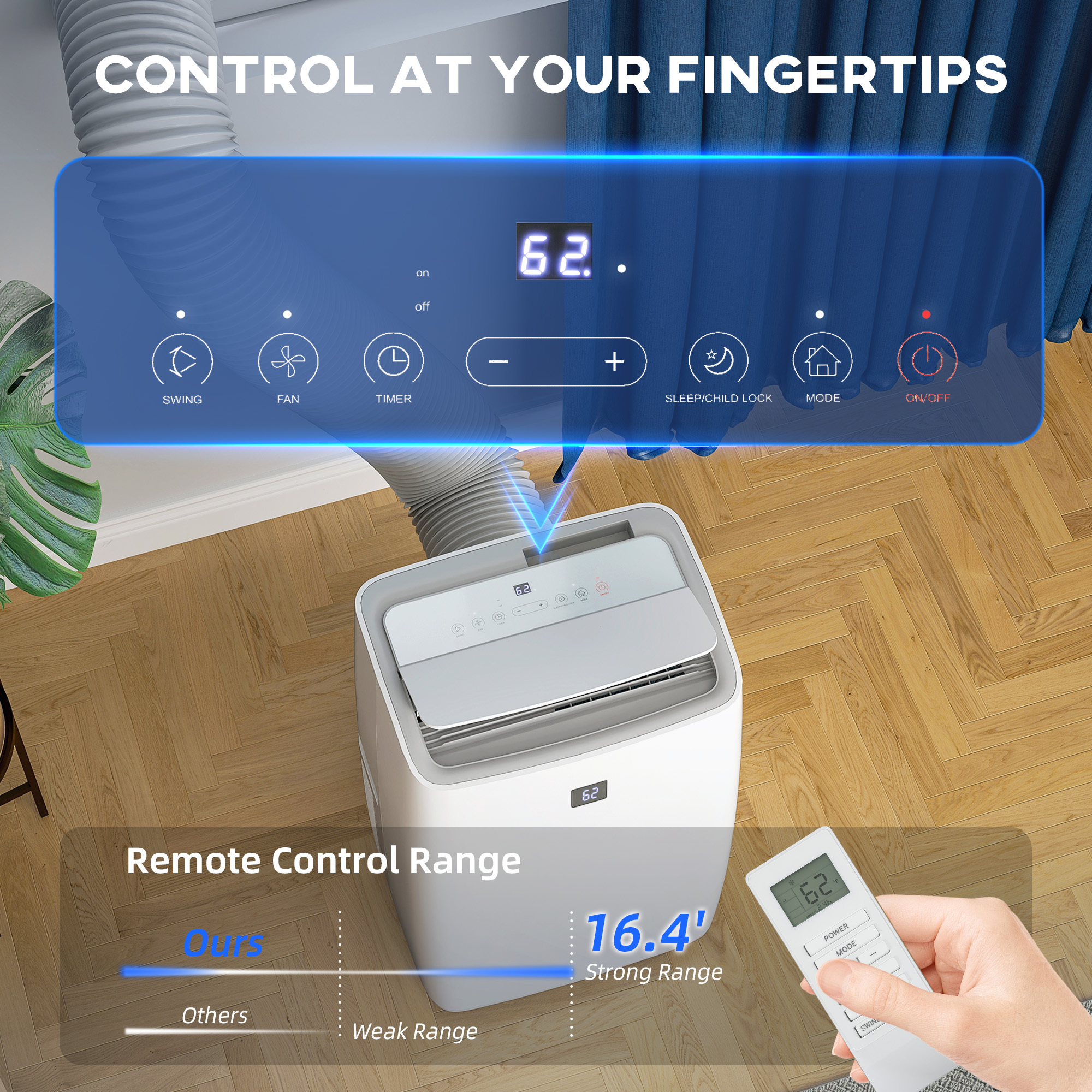 14000 BTU Portable Air Conditioner, AC Unit with Cool, Dehumidifier, Fan, 549 Sq. ft, 24H Timer On Off, Window Kit - Image 6
