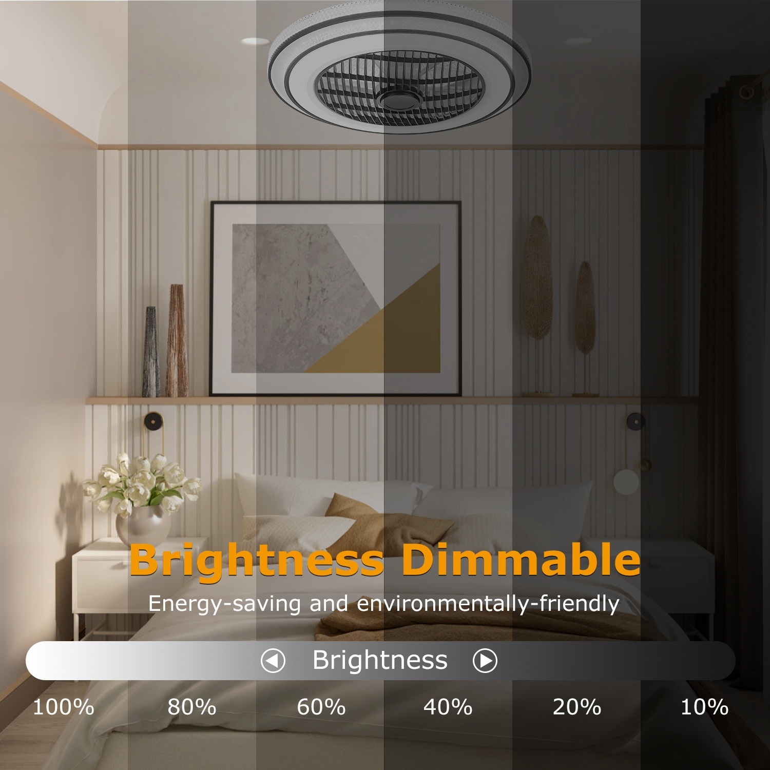 20.5in Ceiling Fan With Light Round Pendant Fan Lamp 30W LED Ceiling Fan With 3-Fan Speed Remote Control Timer APP Control - Image 10