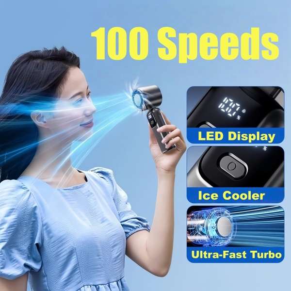 Portable Handheld Mini Turbo Fan In Outdoor USB Rechargeable Ice Cooling Fans W LED Display Fan US Logistics Only For USPS.TK TMEU Only For Self-pickup - Image 5