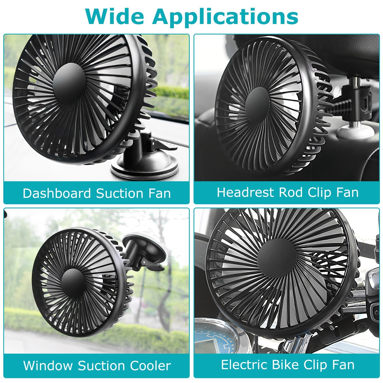 1Pc Car Cooling Fan Portable Rotatable USB Vehicle Fan Backseat Clip Fan Dashboard Window Suction Fan For SUV RV Pickup With 3 Speeds - Image 2