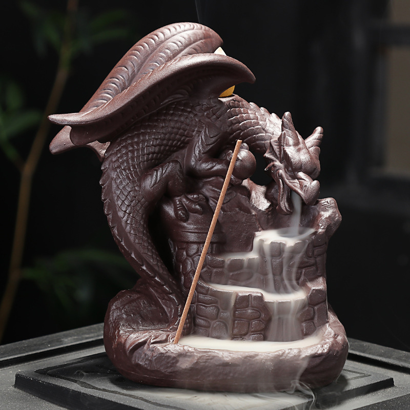 Zisha Ceramic Incense Burner Flying Dragon Ornaments Incense Mountain Flowing Water Incense Burner - Image 2