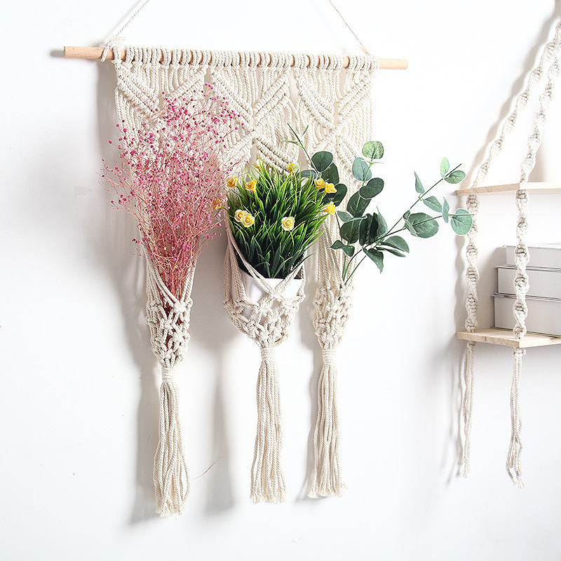 Woven Tapestry Bohemian Dried Flower Pot Rack - Image 4