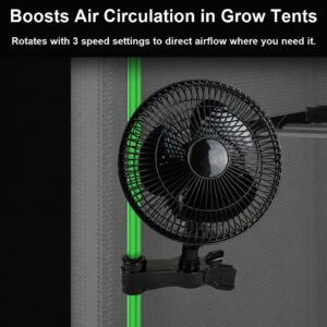 Greenhouse Clip Fan Oscillating 3 Speeds Grow Tent Fan Ventilation Ultra-Quiet