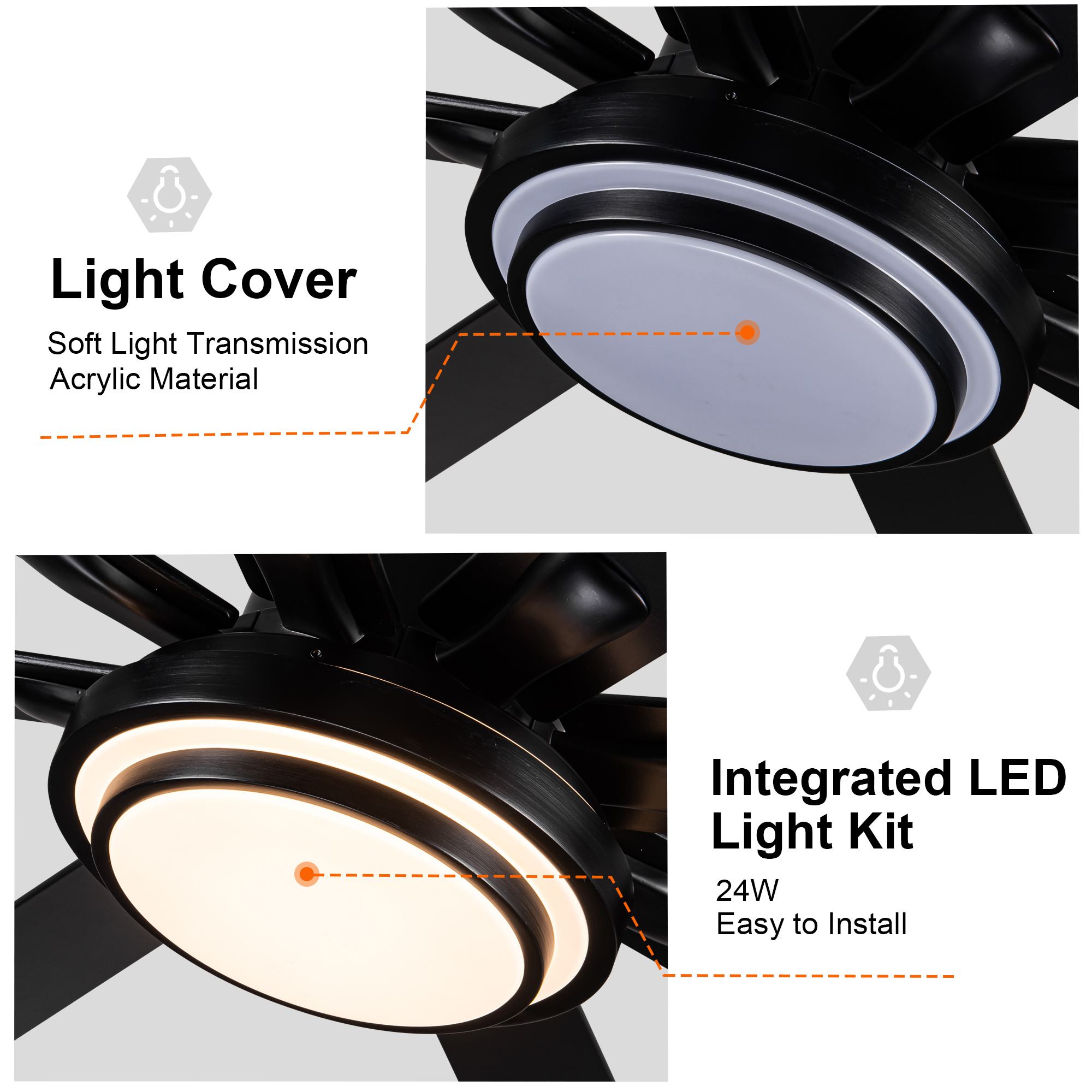 Metallic Black Ceiling Fan - Image 9