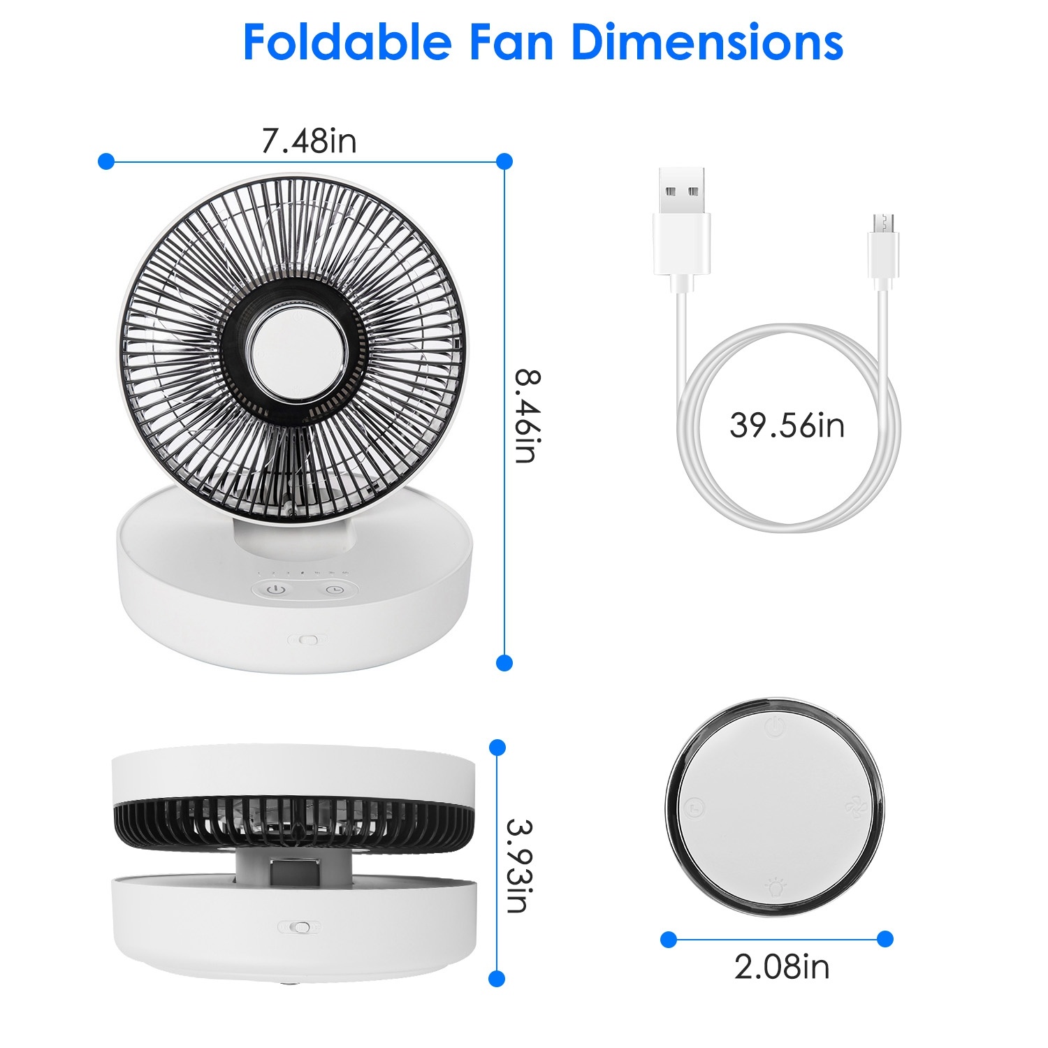 Foldable Rechargeable LED Desk Fan Wall Mounted Fan With Magnetic Remote Hanging Oscillating Fan With 4 Speeds 2 Brightness Time Setting Automatic Rotation - Image 8