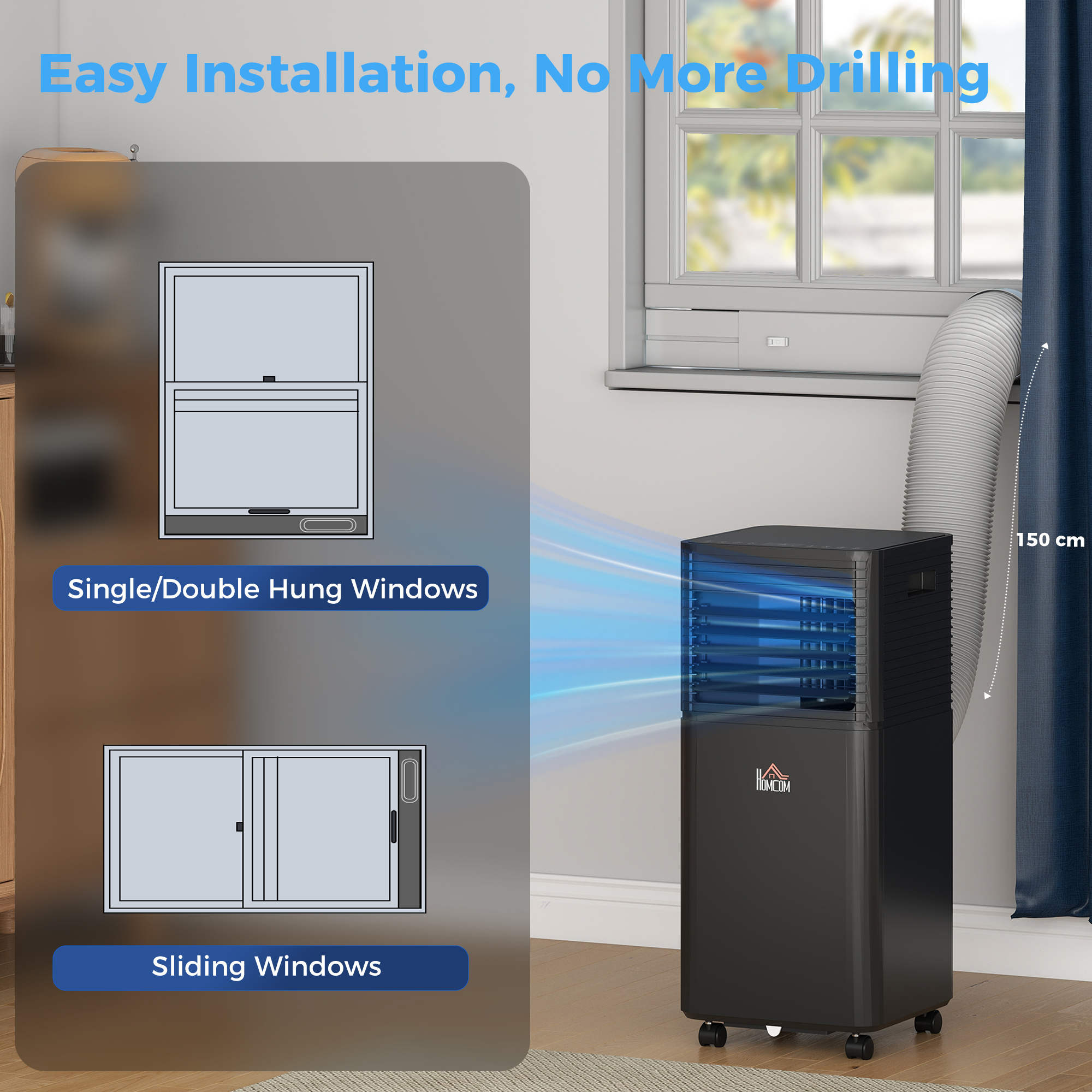 10000 BTU Portable Air Conditioner with Dehumidifier, Cooling Fan, Sleep, Remote, 24H Timer, Auto Off, Black - Image 8