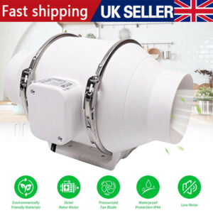 1o0mm 4Inch Diameter Inline Extractor Fan Bathroom Shower Ceiling Loft Mount. No Remote Control