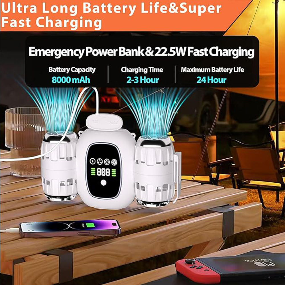 6-in-1 Multi-Function Fan,Portable Fan, Turbo Fan, Detachable, Multiple Wearing Methods, LCD Screen, Rechargeable - Image 4