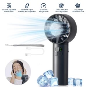 Handheld Portable Fan ,Speed Adjustable Turbo Mini Fans, 5000mAh Battery