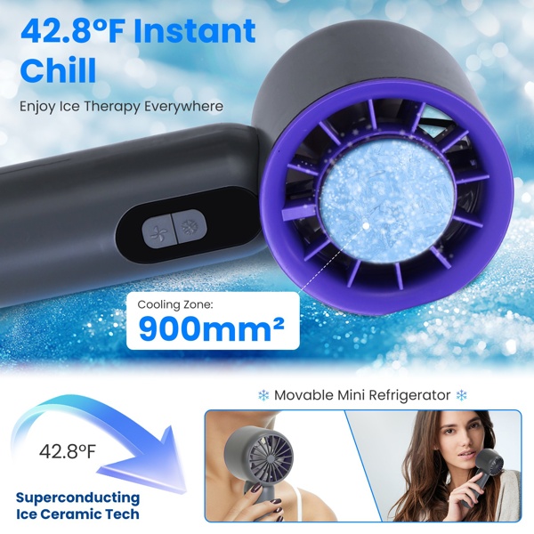 Speed Handheld Cooling Fan With Superconducting Ice Pack, 3000mAh Rechargeable Portable Mini Air Cooler With LCD Display For Summer Outdoor Travel - Image 10
