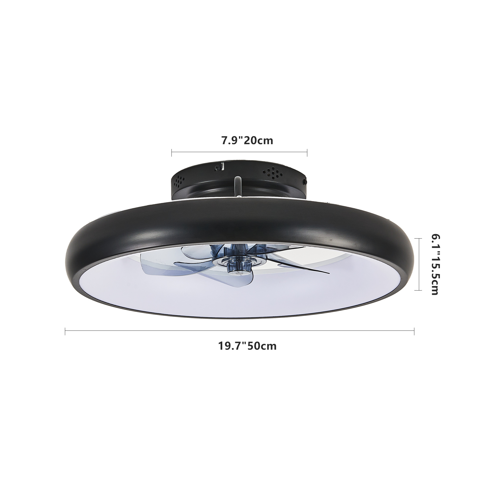 20 Black LED Ceiling Fan Light Dimmable Adjustable Color Temperature, APP Remote Control, Modern Smart Ceiling Fan For Living Room, Bedroom, And Dining Room Silent 6-Speed Reversible DC Motor - Image 2