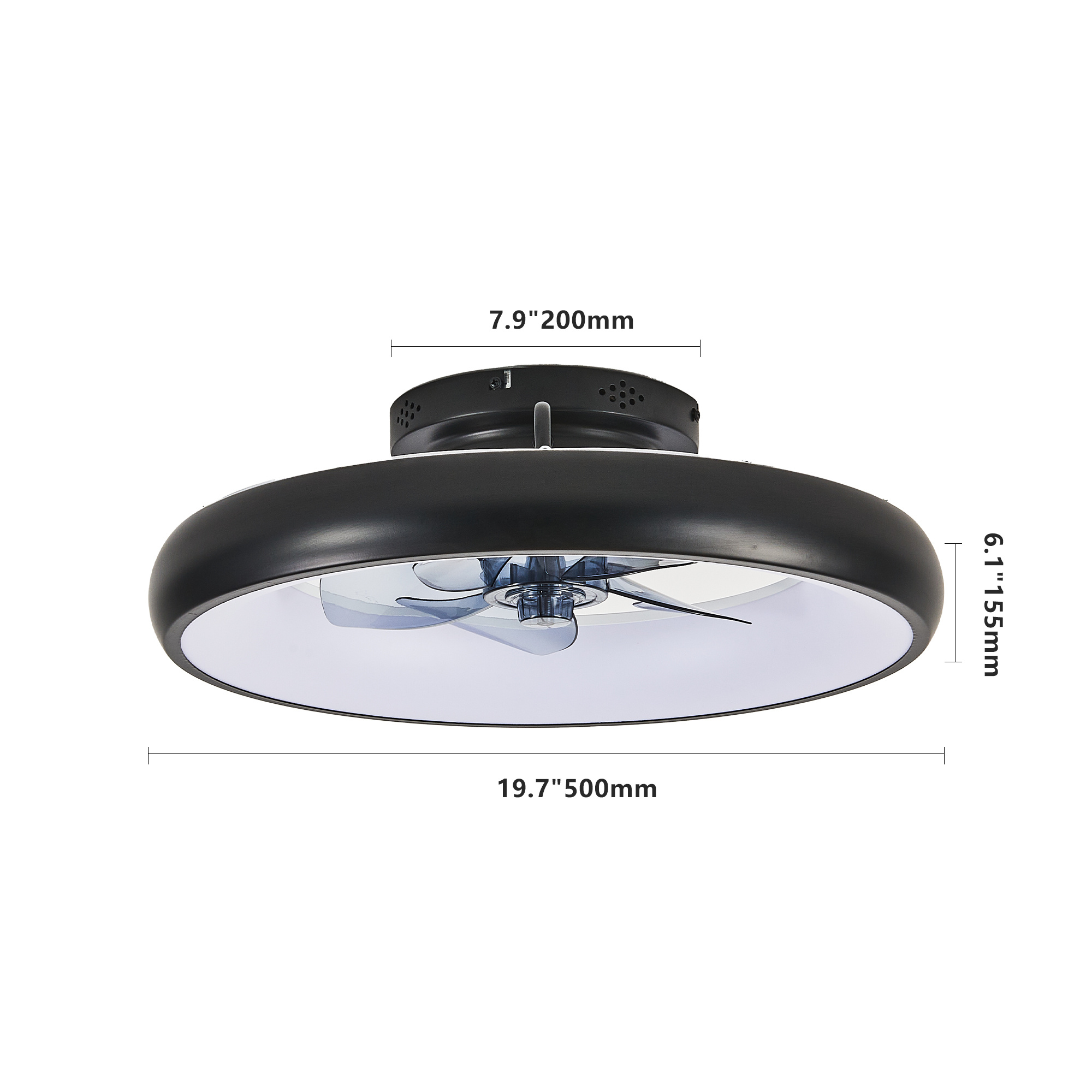 20 Black LED Ceiling Fan Light Dimmable Adjustable Color Temperature, APP Remote Control, Modern Smart Ceiling Fan For Living Room, Bedroom, And Dining Room Silent 6-Speed Reversible DC Motor - Image 3