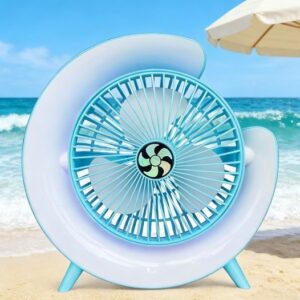 Lamp Effect Fan Blue Li-On Rechargeable