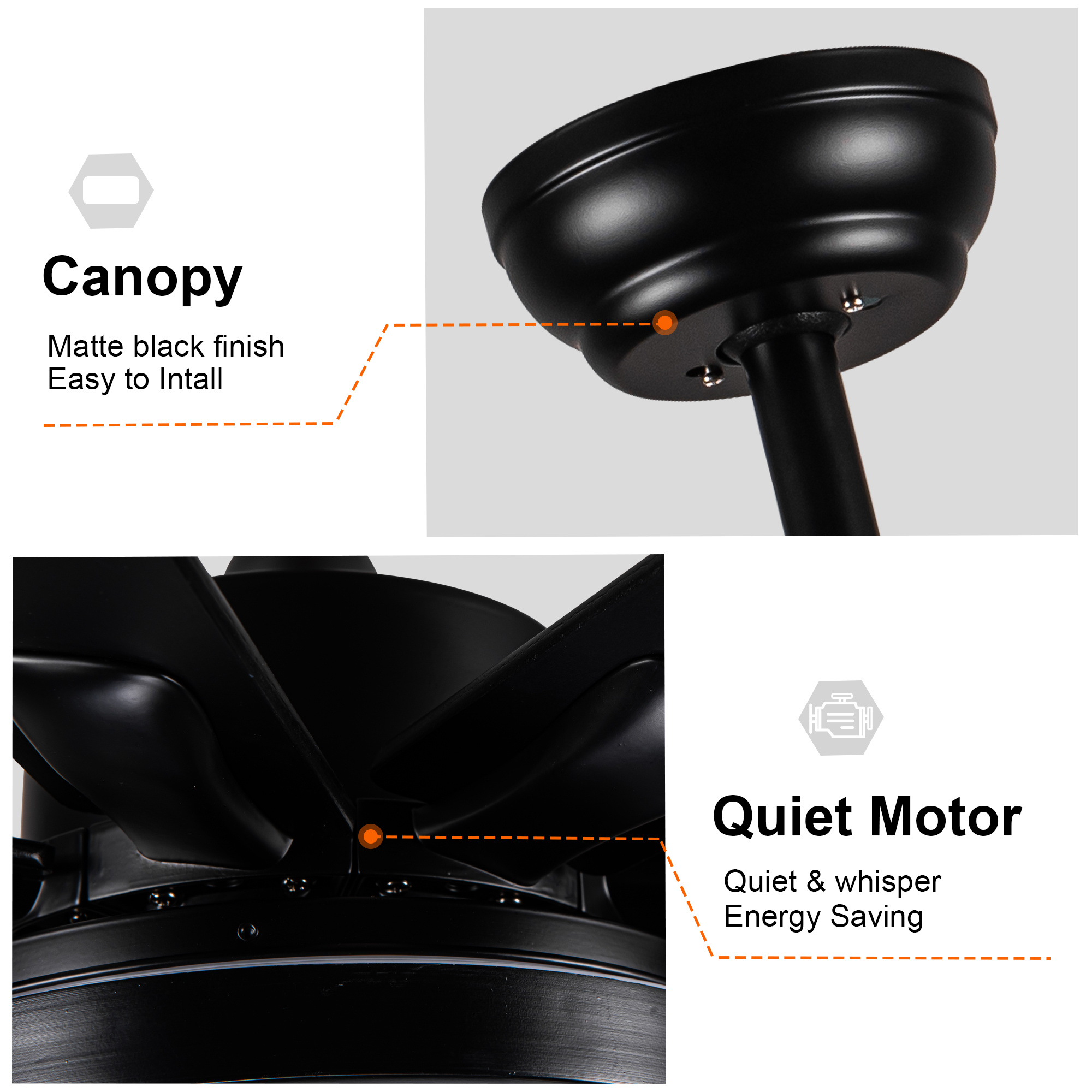 Metallic Black Ceiling Fan - Image 8