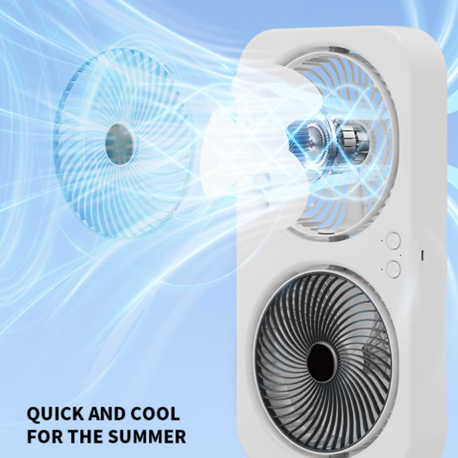 Tabletop Dual Fan USB Rechargeable Silent Air Circulation Fan With Brushless Motor Multi Speed Control For Home Dormitory Black - Image 5