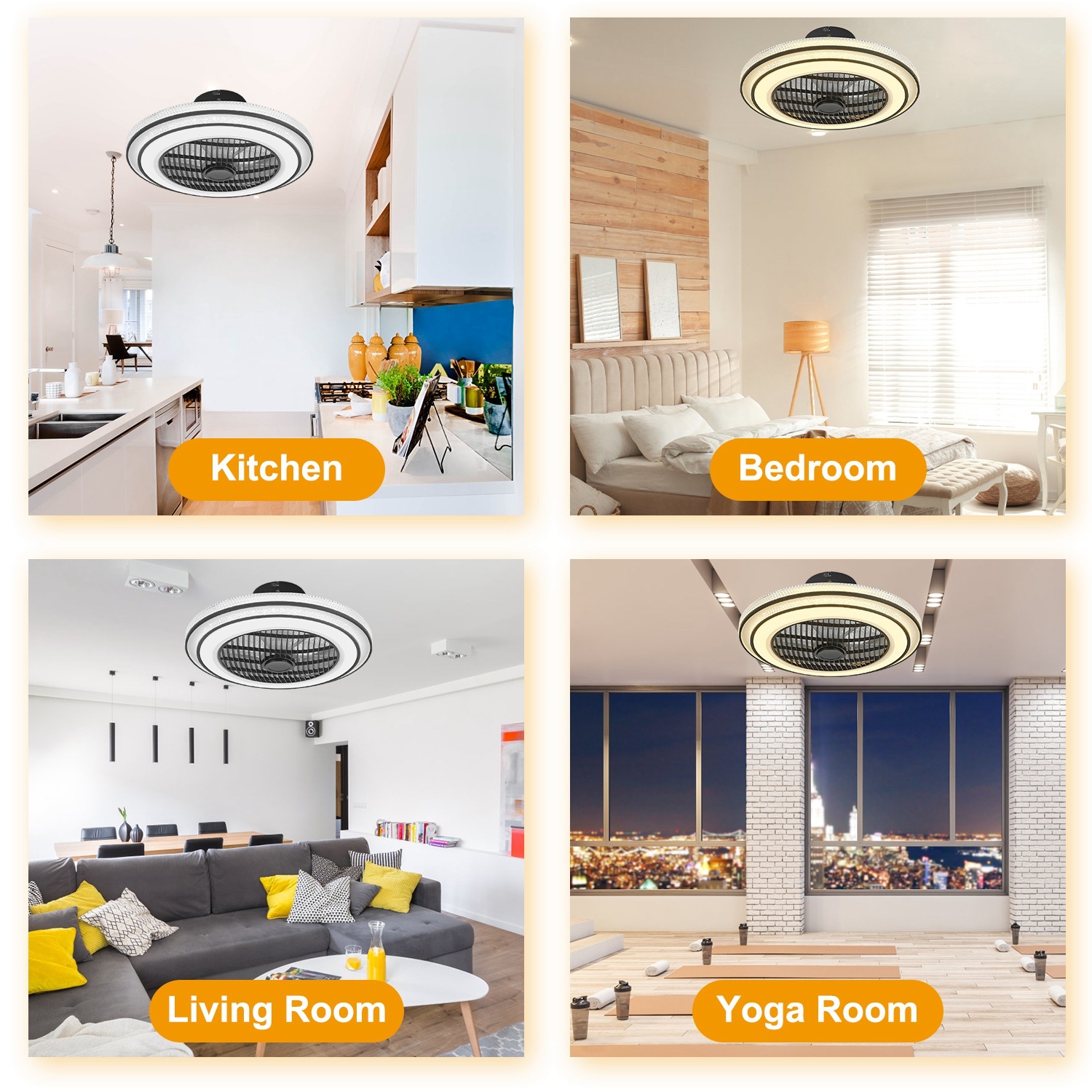 20.5in Ceiling Fan With Light Round Pendant Fan Lamp 30W LED Ceiling Fan With 3-Fan Speed Remote Control Timer APP Control - Image 6
