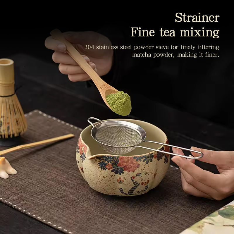 2-8PCS Japanese Flint Red Matcha Set: Bamboo Whisk, Bowl, Box – Exquisite Tea Tools Gift - Image 10