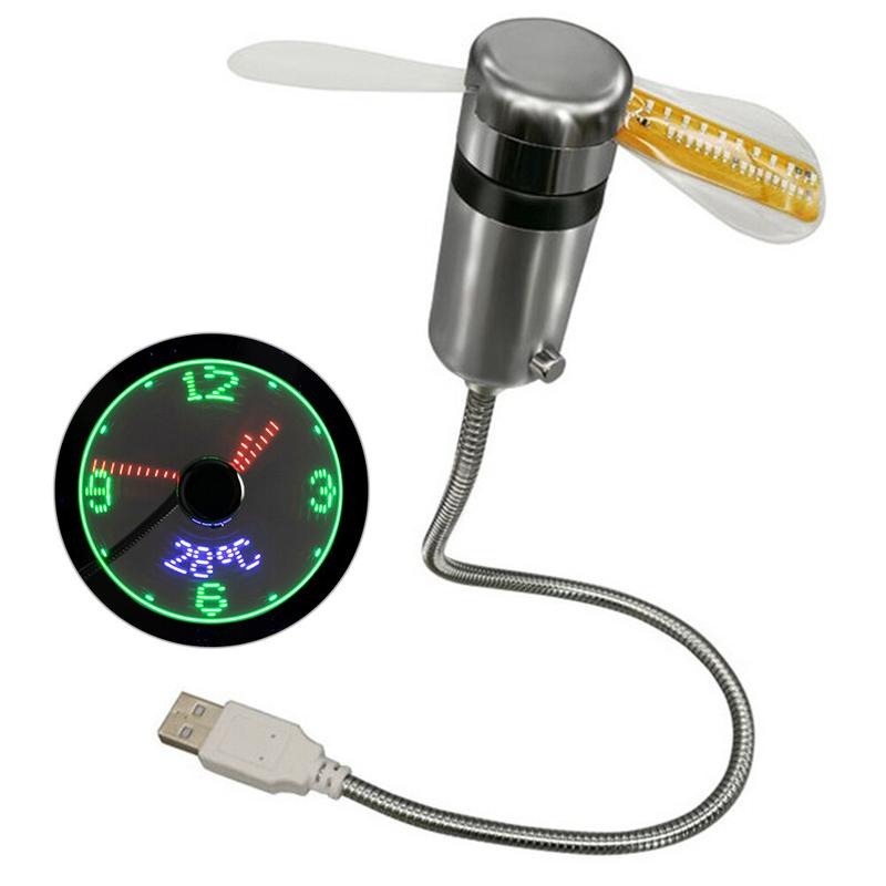 2-3 Days ArriveClock Fans DC 5V LED Clock Fan Portable Gadgets Time Temperature Display UK - Image 3