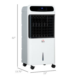 32″ Evaporative Air Cooler With 3.2 Gal Water Tank, 60° Oscillating, 3-In-1 Ice Cooling Fan, Portable Swamp Cooler With Humidifier For Home Office, 3 Modes, 3 Speeds, 12H Timer, Remote, White